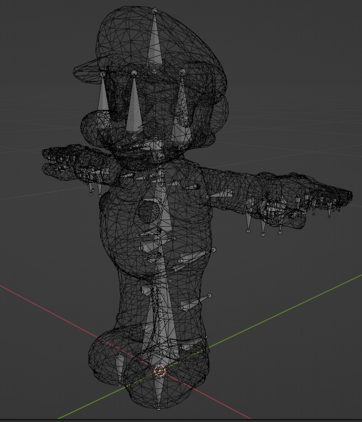 Mario's character rig upon import. Does not look like a natural and does not move as I expected it to be. Some bones don't seem to affect anything.