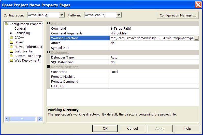 Setting the Command Line Arguments