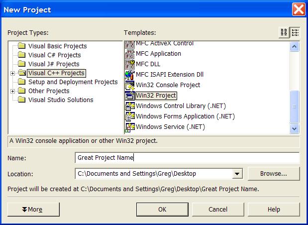 Project Creation Window