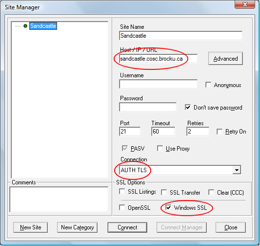 Core FTP LE 2.2 Site Manager