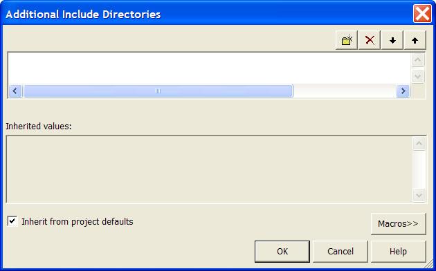 This is the window that opens when you want to add include directories